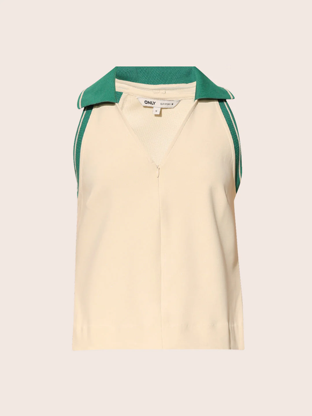 Beige Sleeveless Polo Top - Image 7