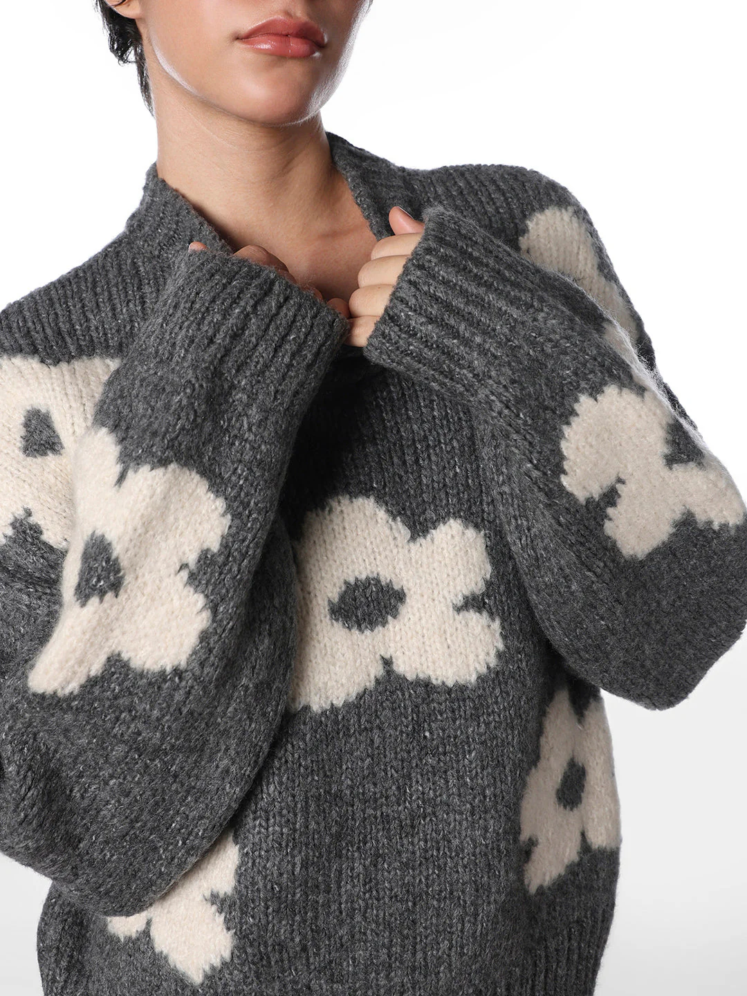 Dark Grey Floral Pullover - Image 4