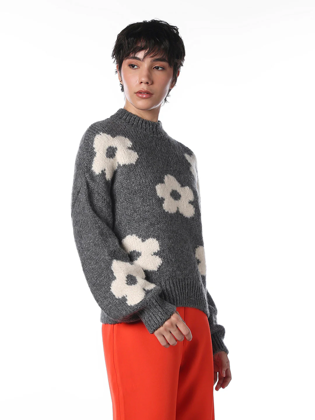 Dark Grey Floral Pullover - Image 5