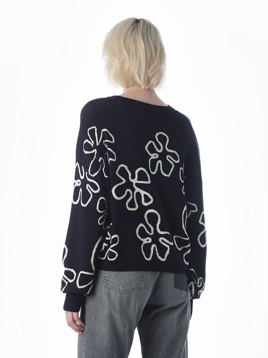 Navy Blue Printed Pullover - Image 6