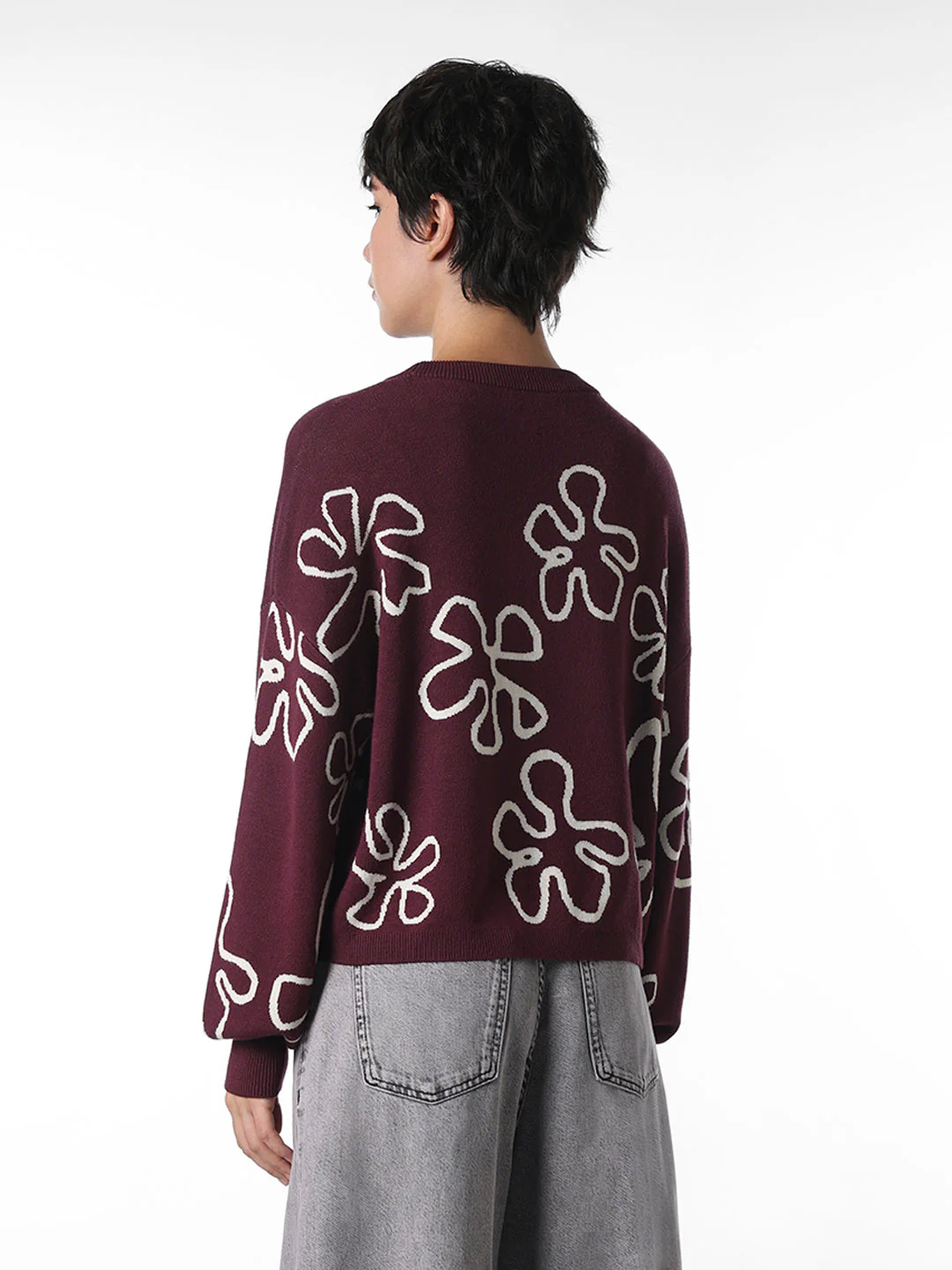 Mauve Wine Printed Pullover - Image 6