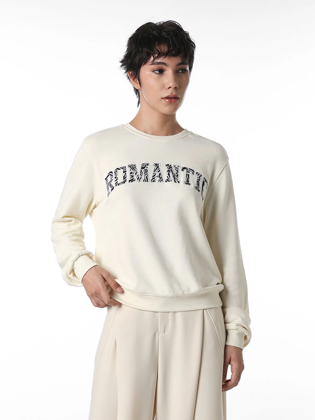 White Printed Cotton Sweatshirt - Image 3