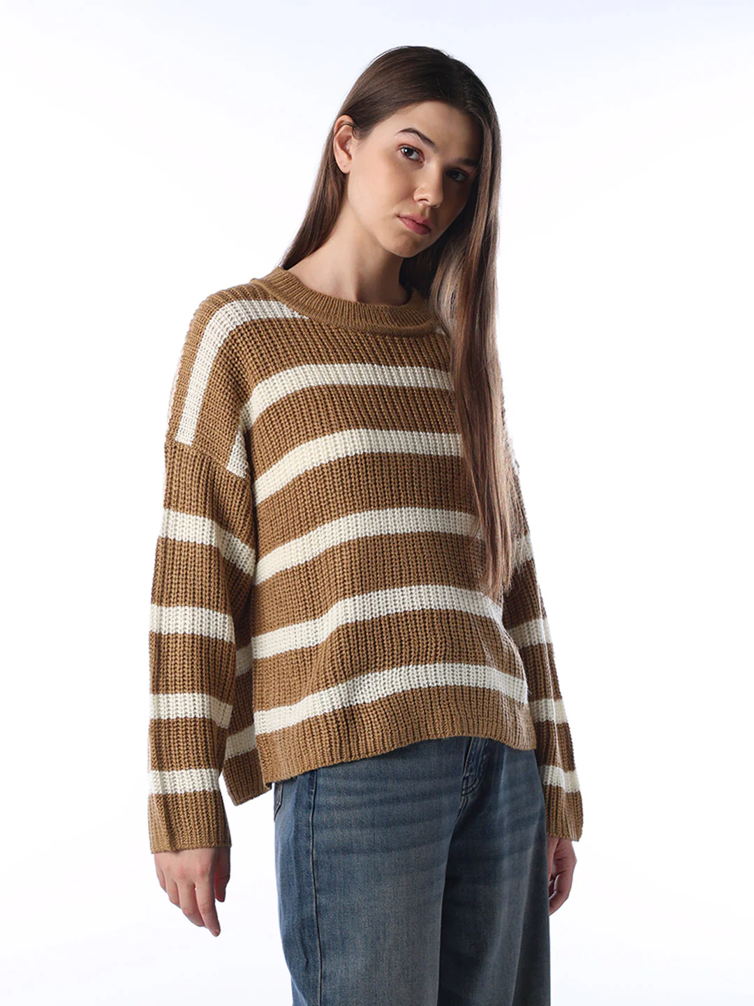 Striped Regular Fit Pullover - Brown - Image 5