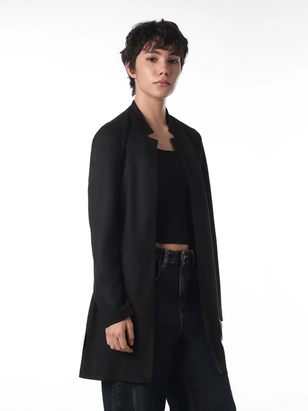 Black Faux Suede Coatigan - Image 5