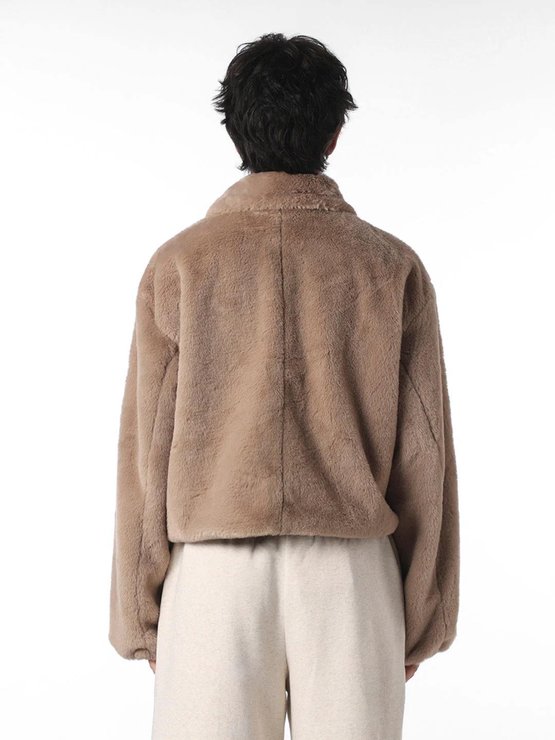 Brown Faux Fur Cropped Pile Jacket - Image 6