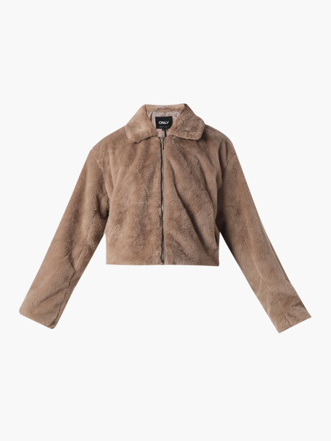 Brown Faux Fur Cropped Pile Jacket - Image 7