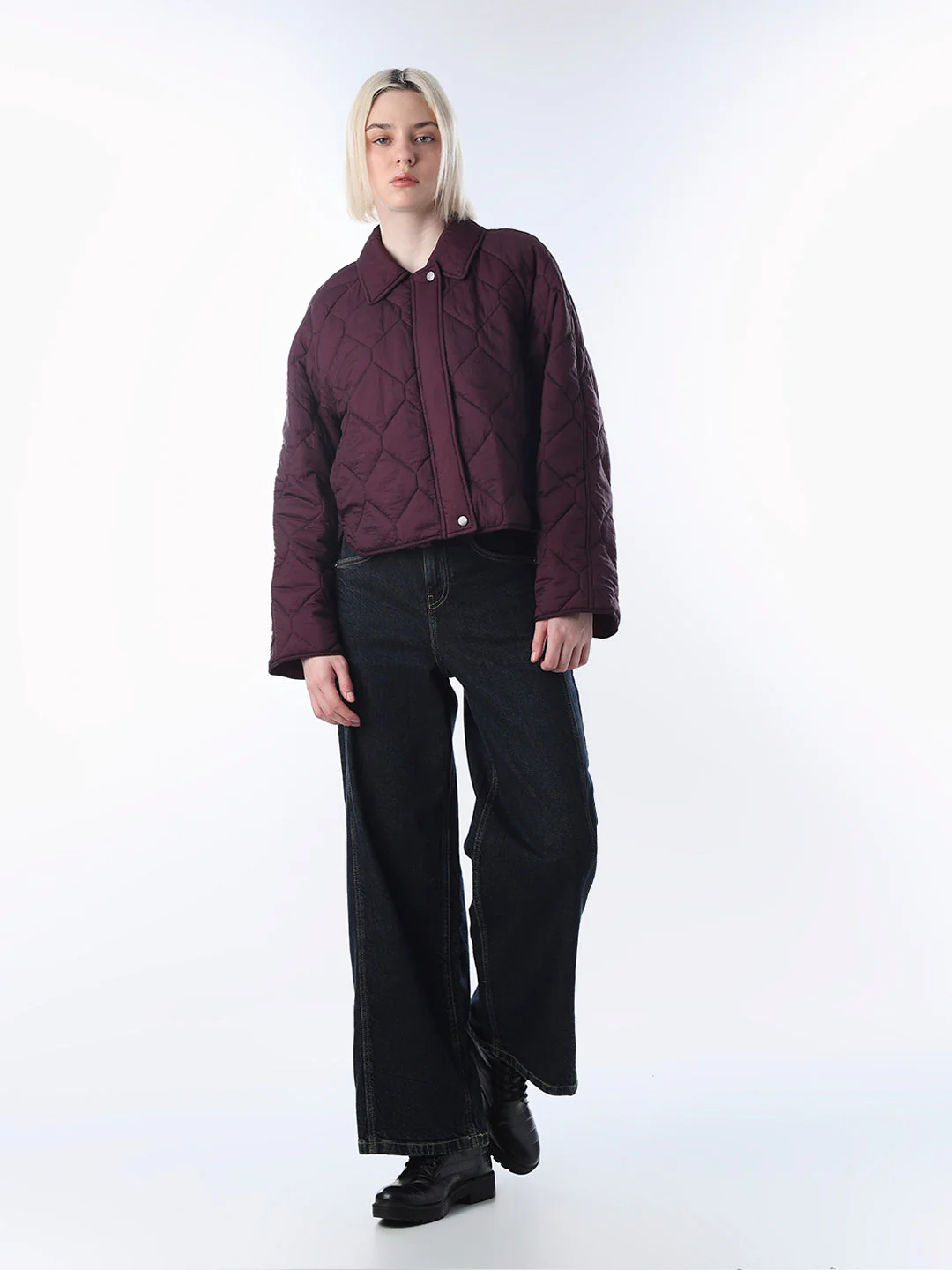 Mauve Wine Quilted Jacket - Image 2