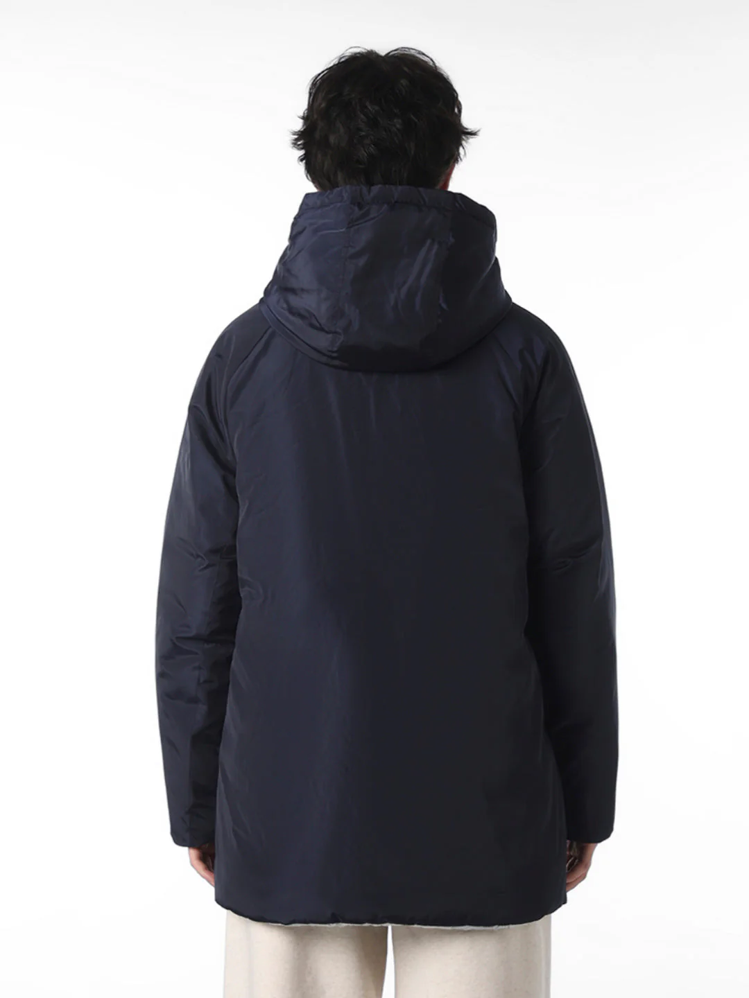 Navy Blue Long Reversible Puffer Jacket - Image 7