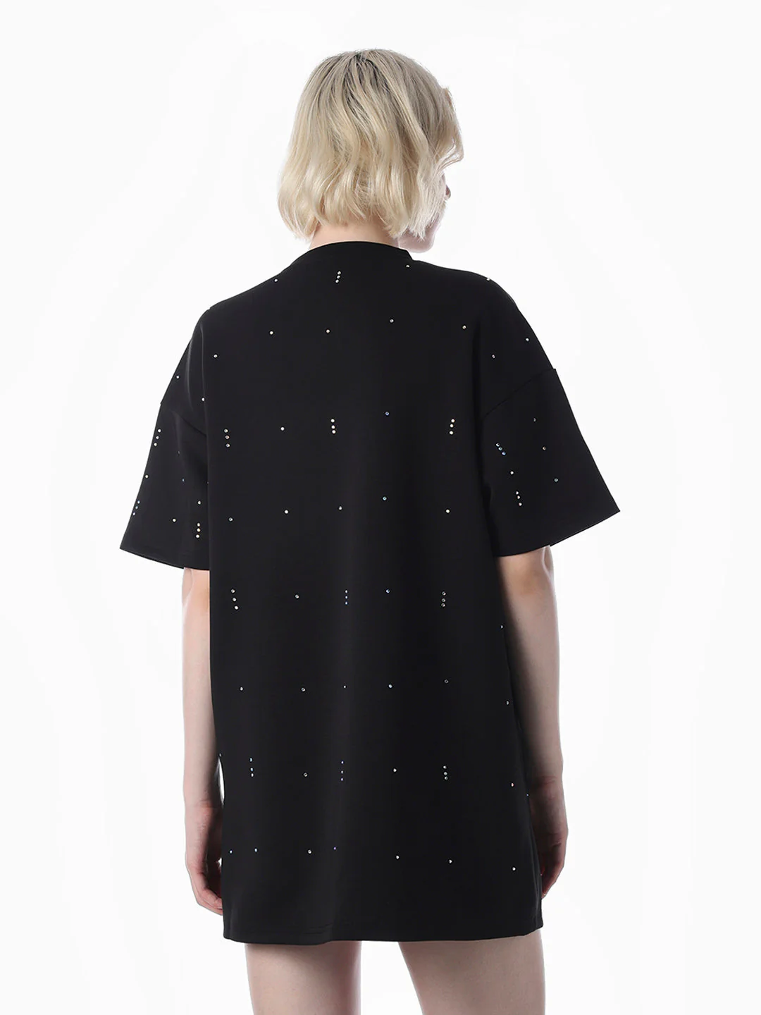 Black Rhinestone Detail T-shirt Dress - Image 6