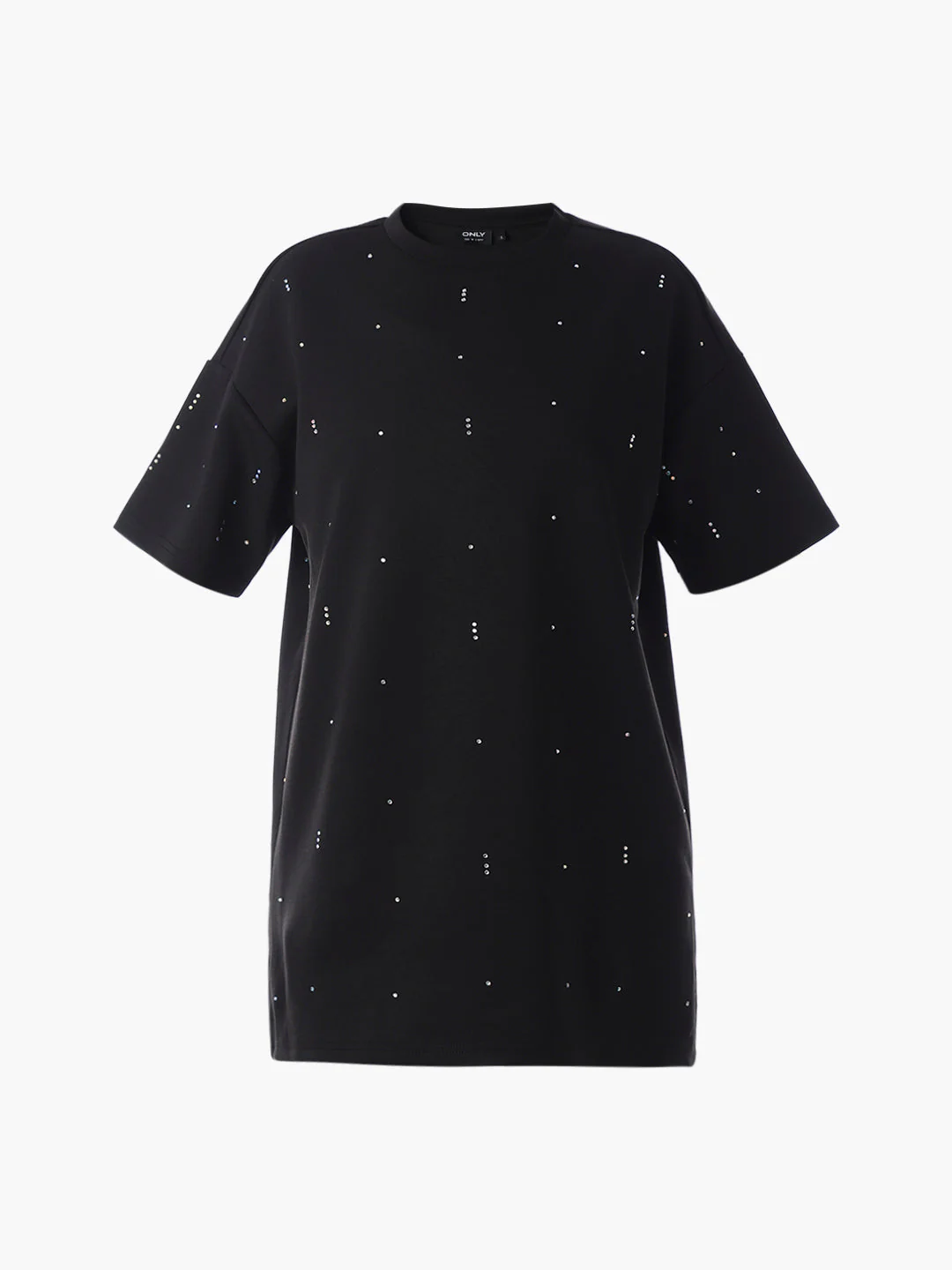 Black Rhinestone Detail T-shirt Dress - Image 7