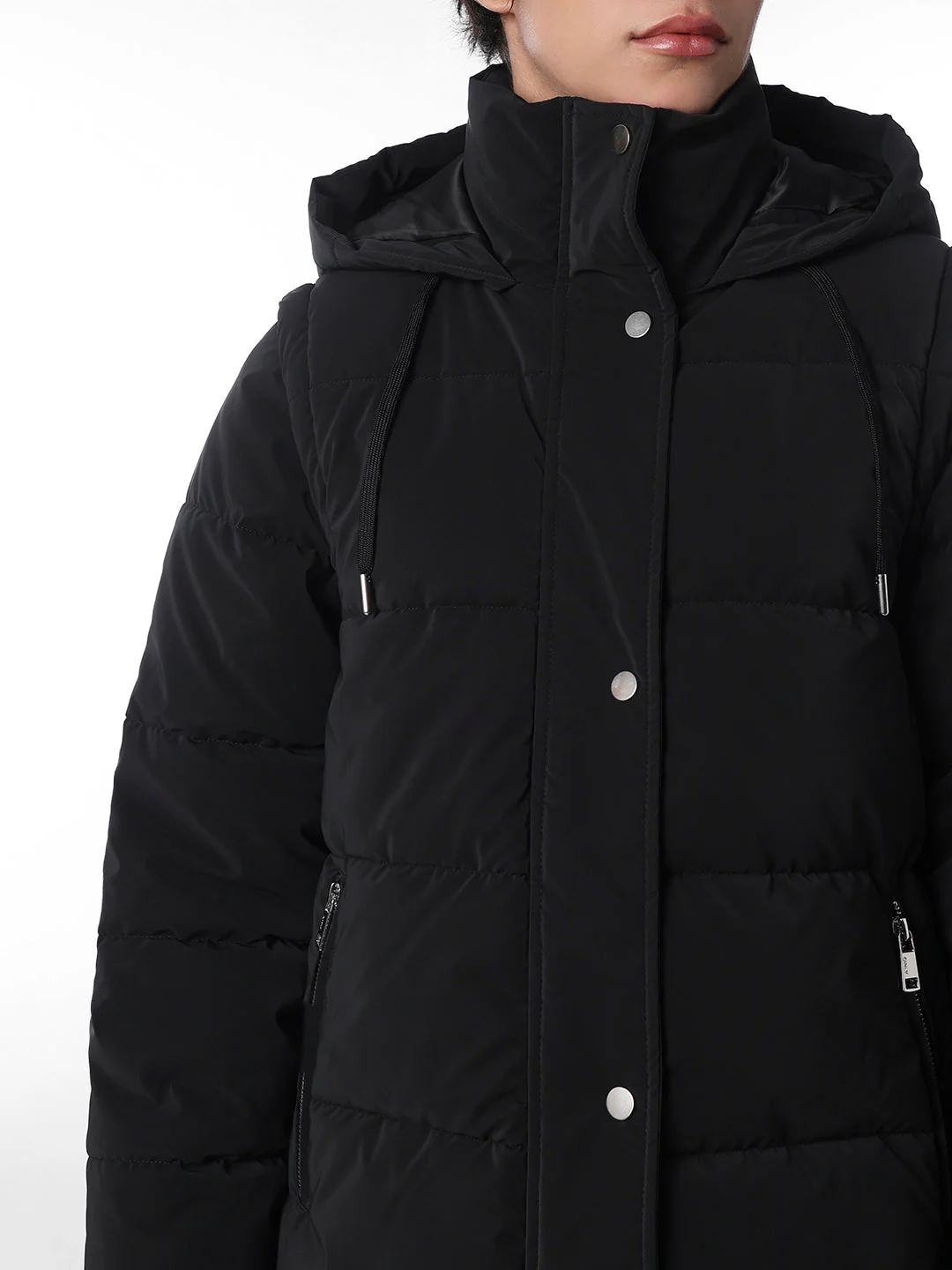 Black 2 in 1 Long Puffer Coat - Image 6