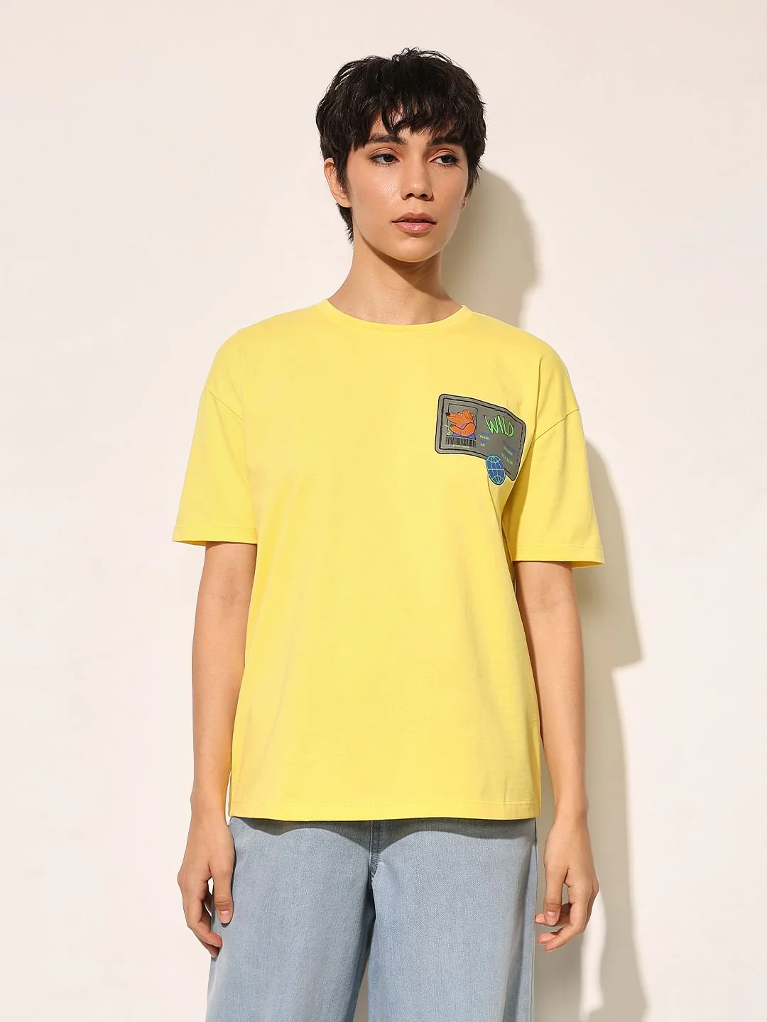Yellow Cotton Oversized T-Shirt - Image 3
