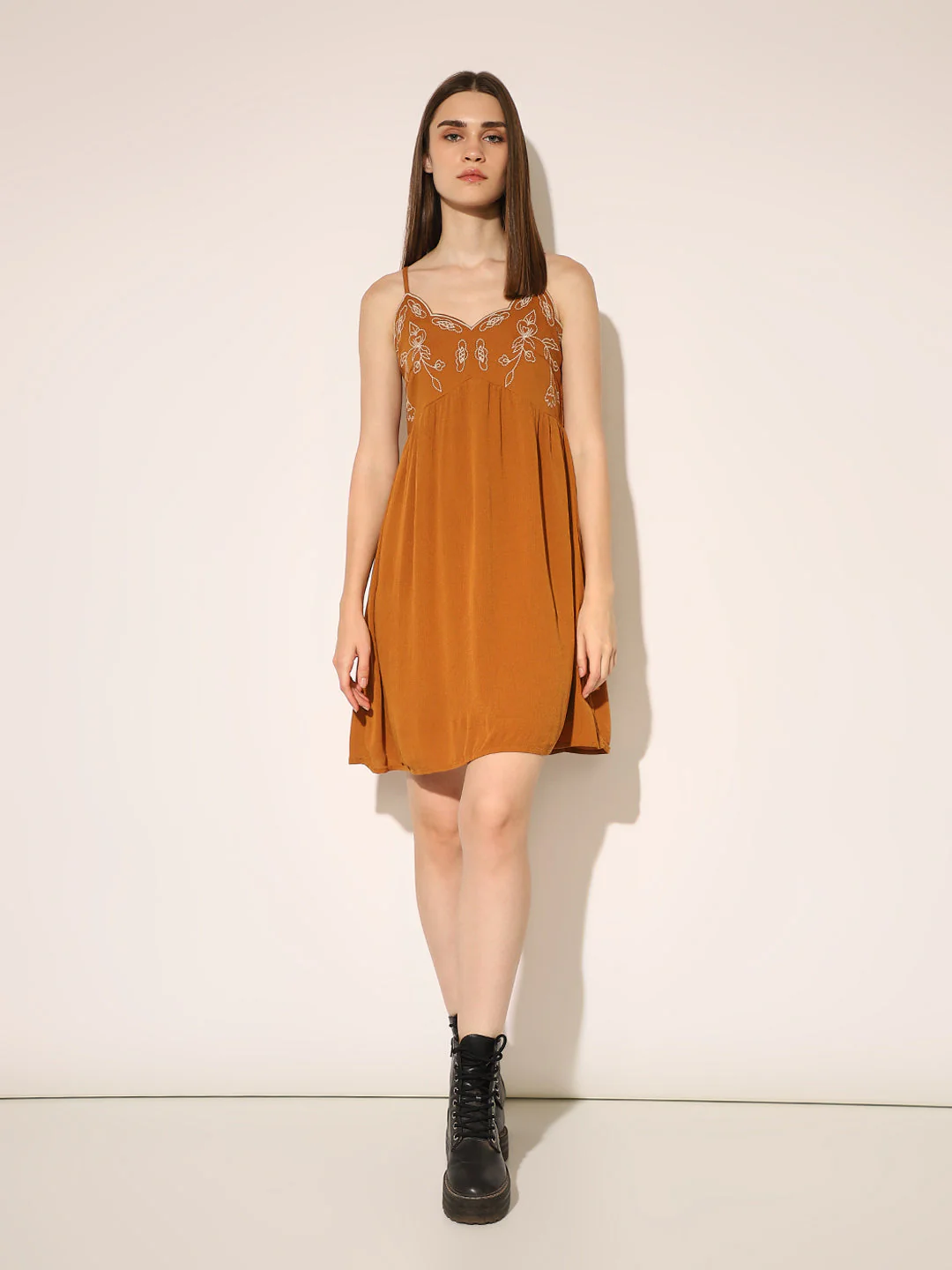 Brown Strappy Mini Dress - Image 2