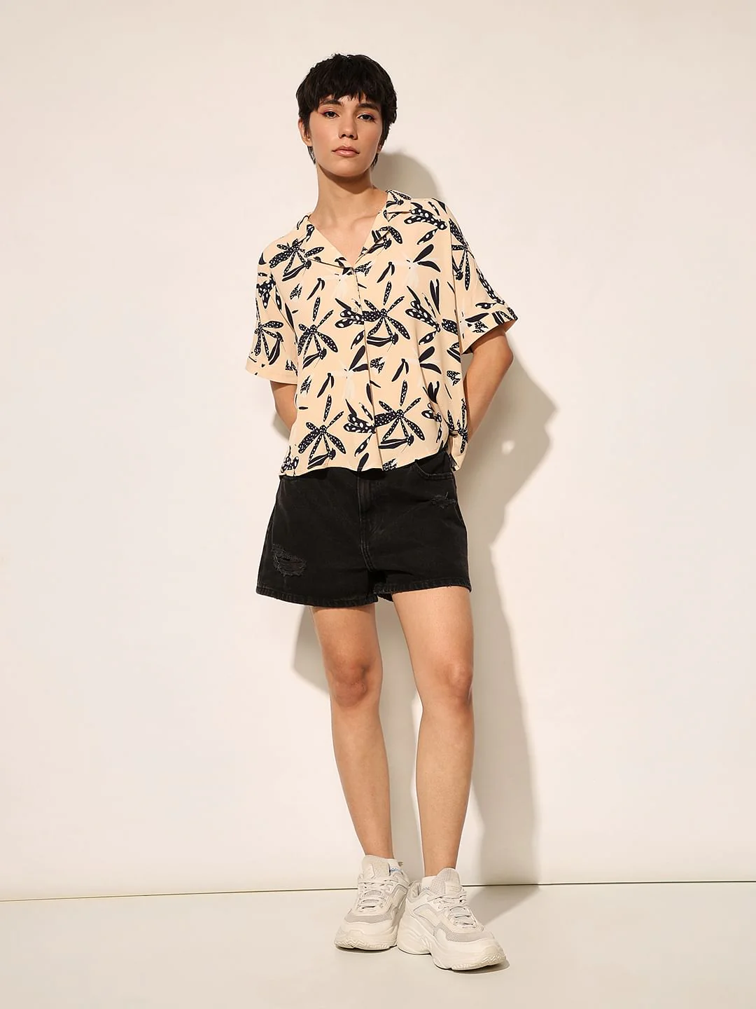 Beige Printed Viscose Shirt - Image 2