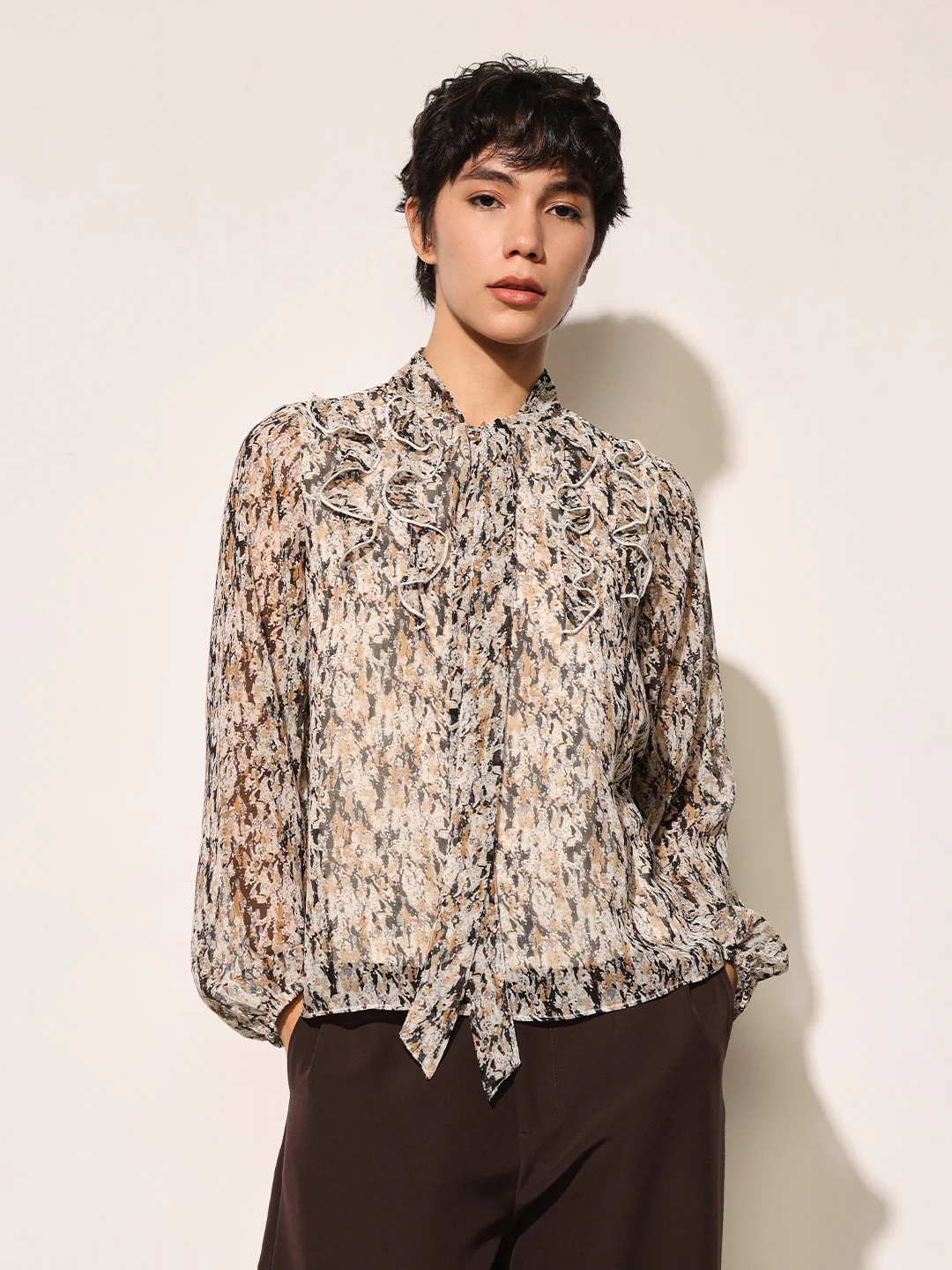 Brown Printed Top - Image 3