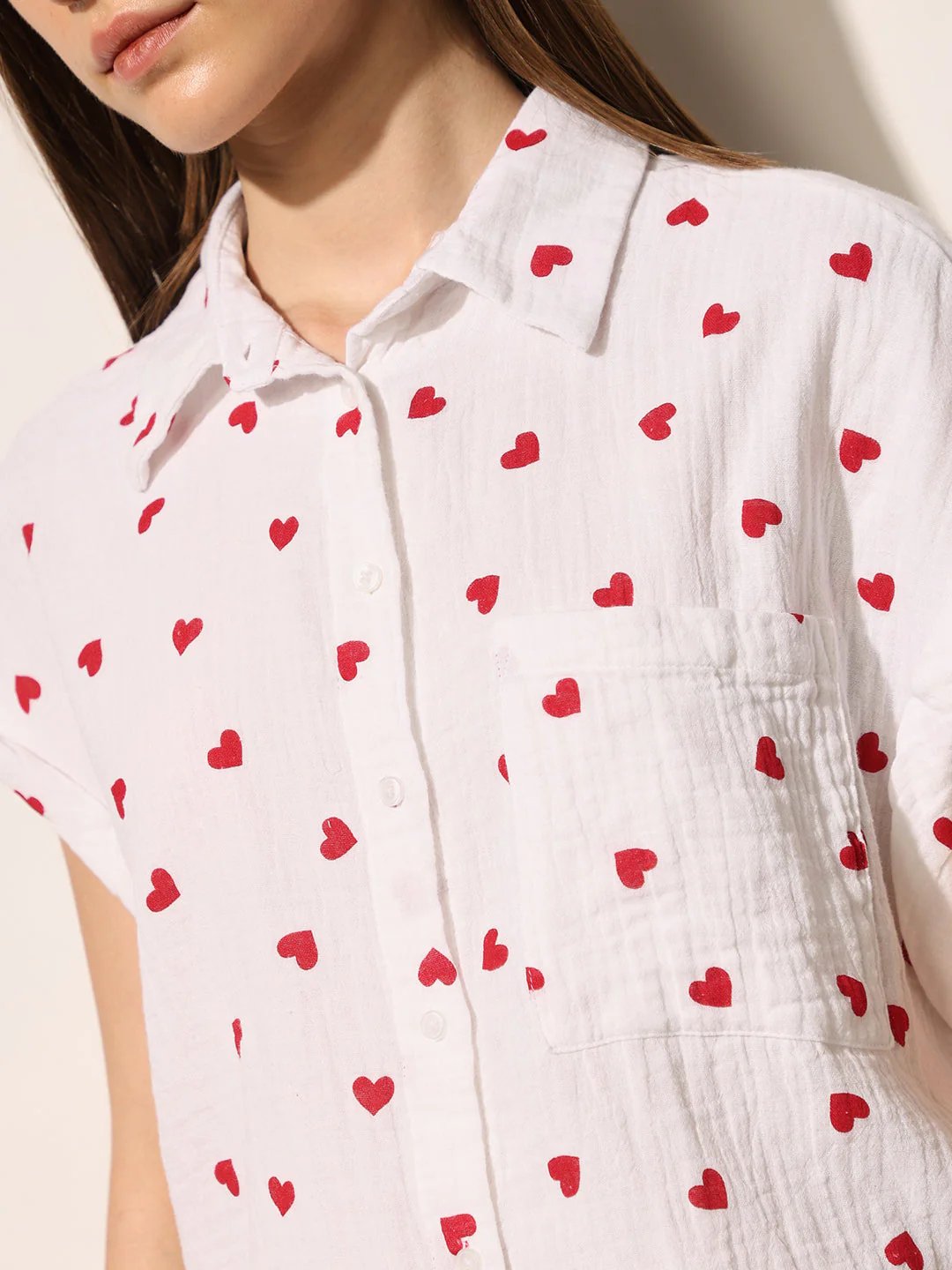 White Heart Print Organic Cotton Shirt - Image 4