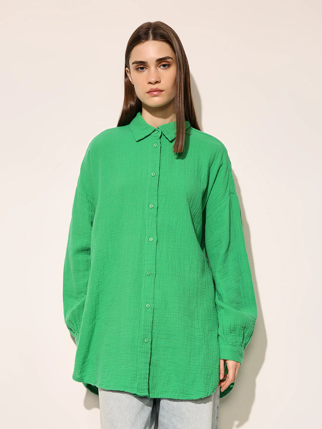 Green Organic Cotton Oversized Shirt - Image 3