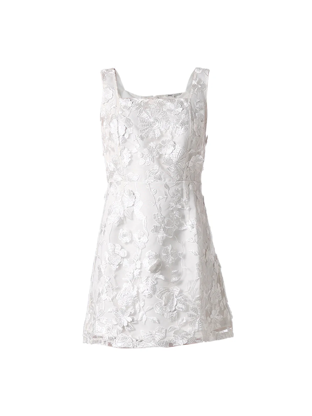 White Floral Embroidered Mini Dress - Image 8