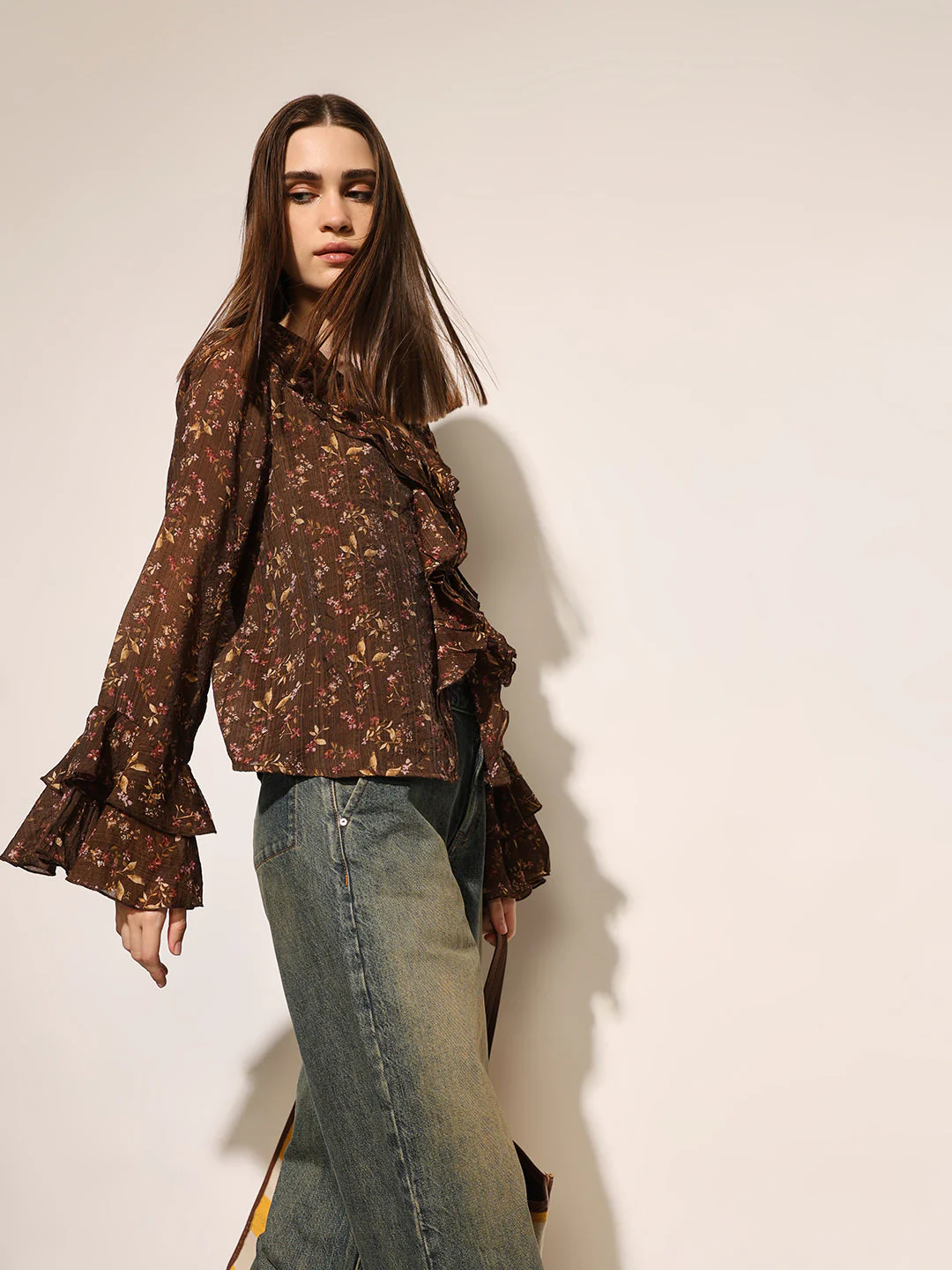 Brown Printed Top