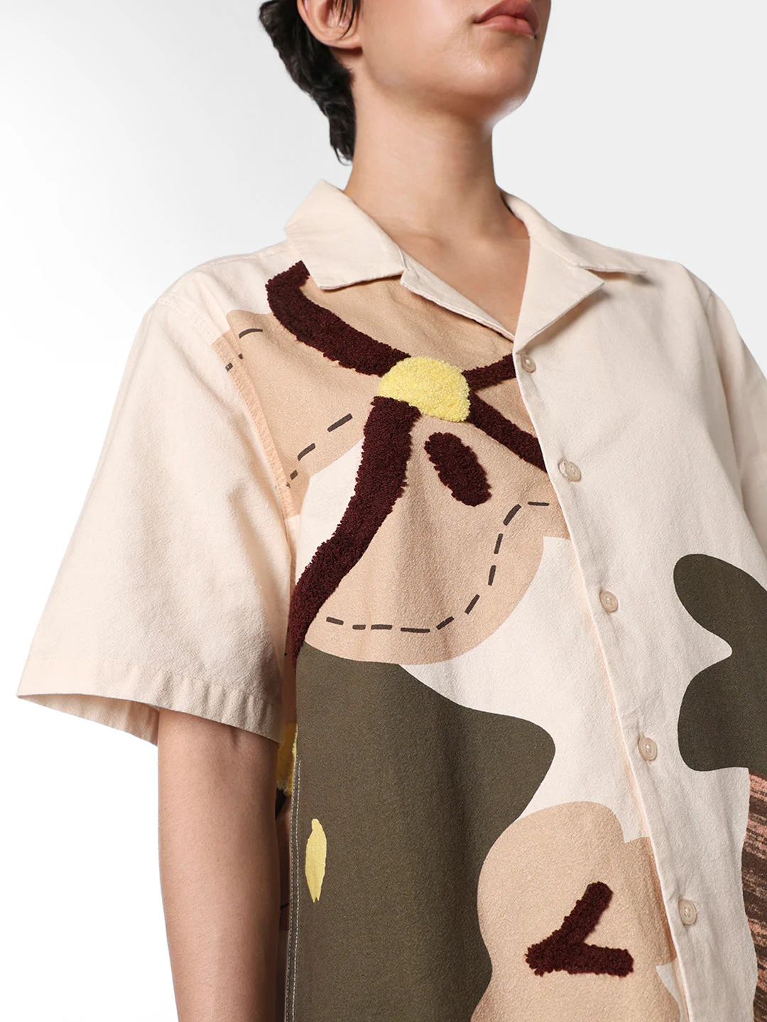 Beige Printed Cotton Shirt - Image 4
