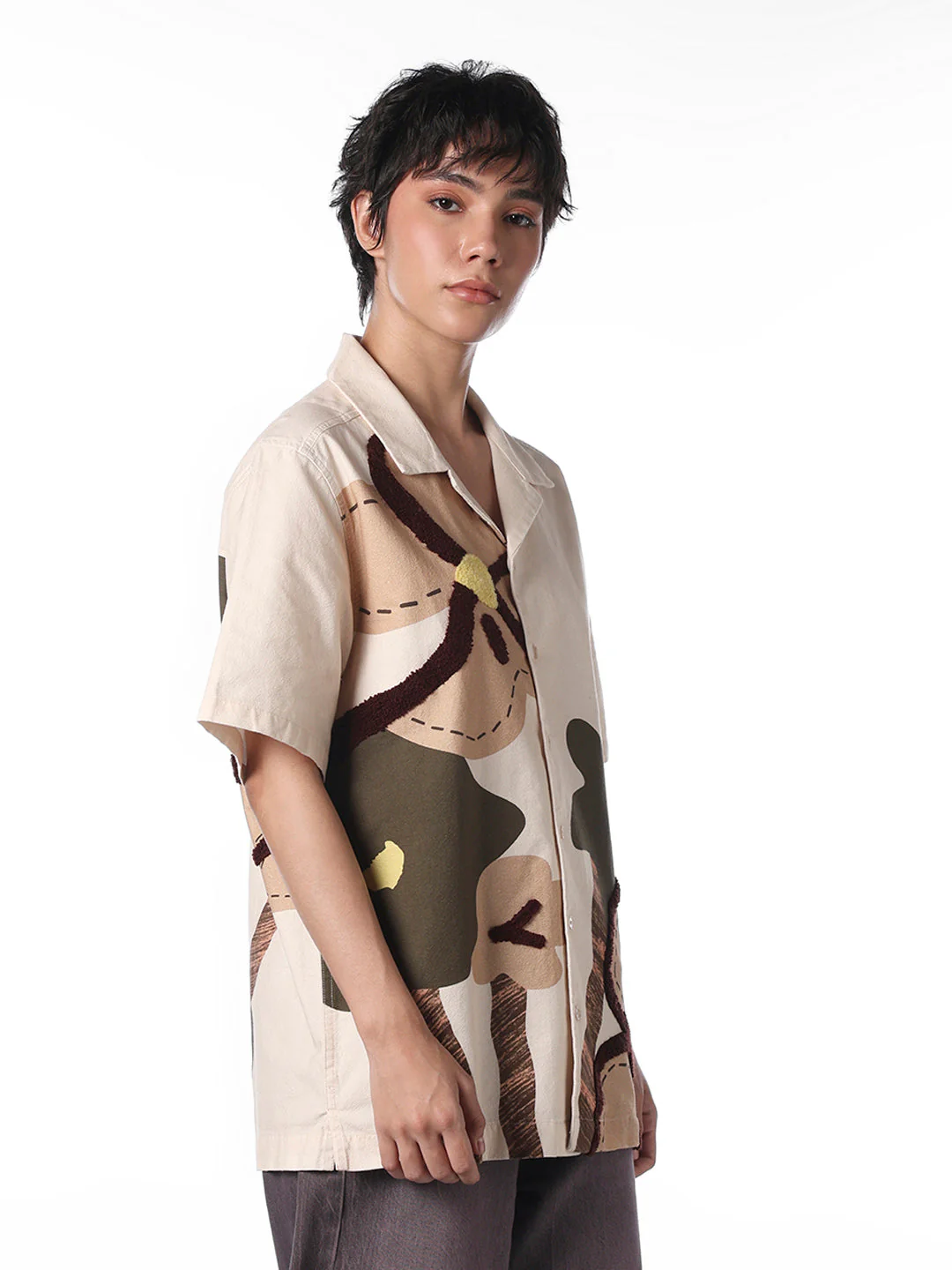 Beige Printed Cotton Shirt - Image 6