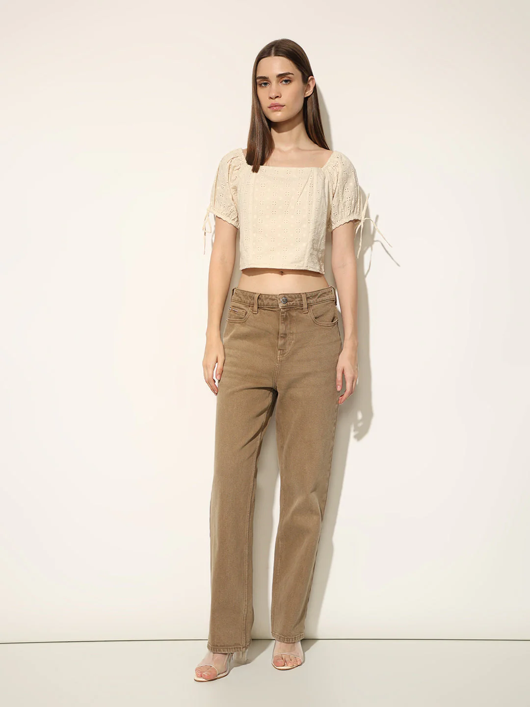 Cream Schiffli Cropped Top - Image 2