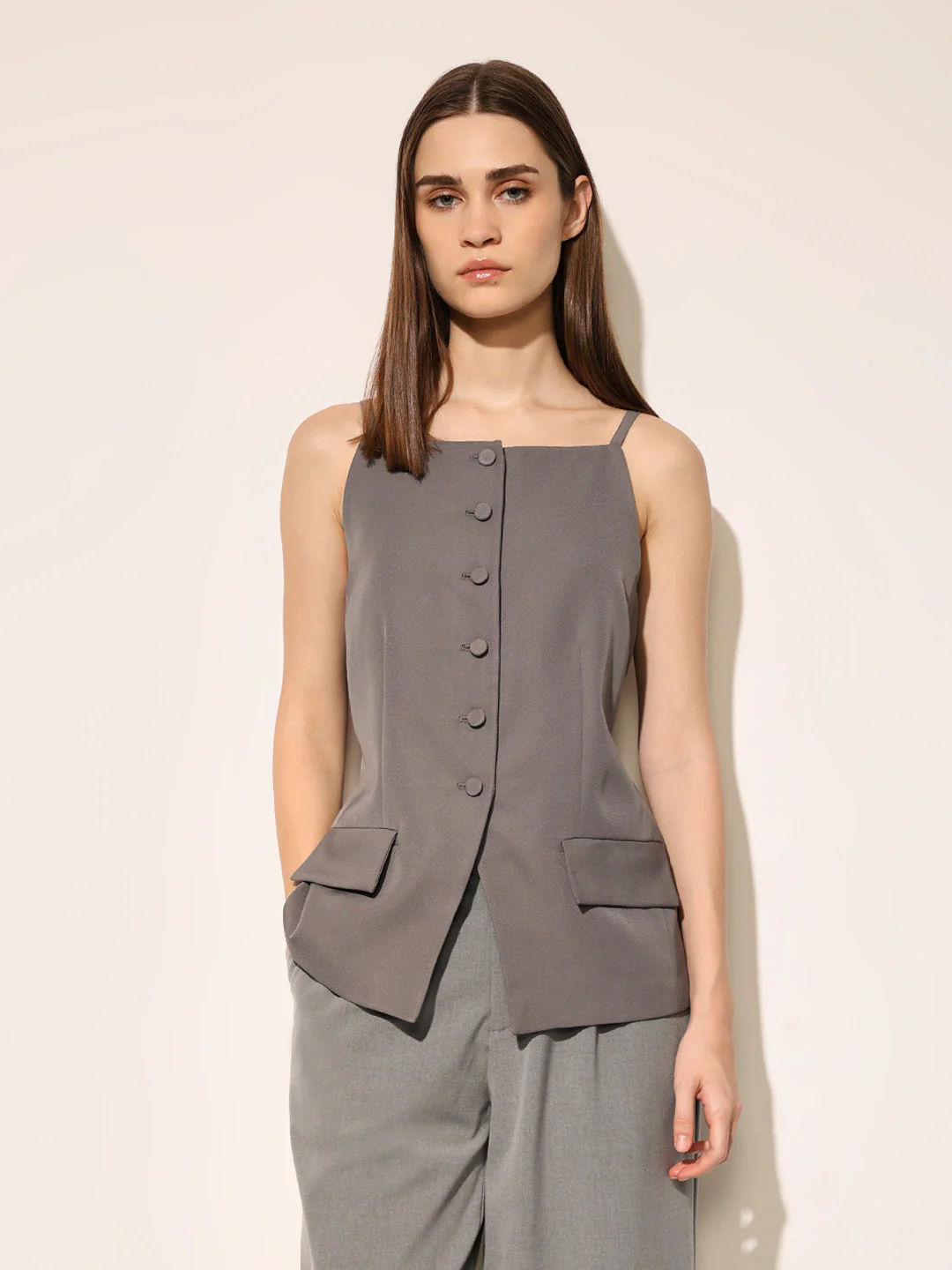 Grey Strappy Waistcoat - Image 3