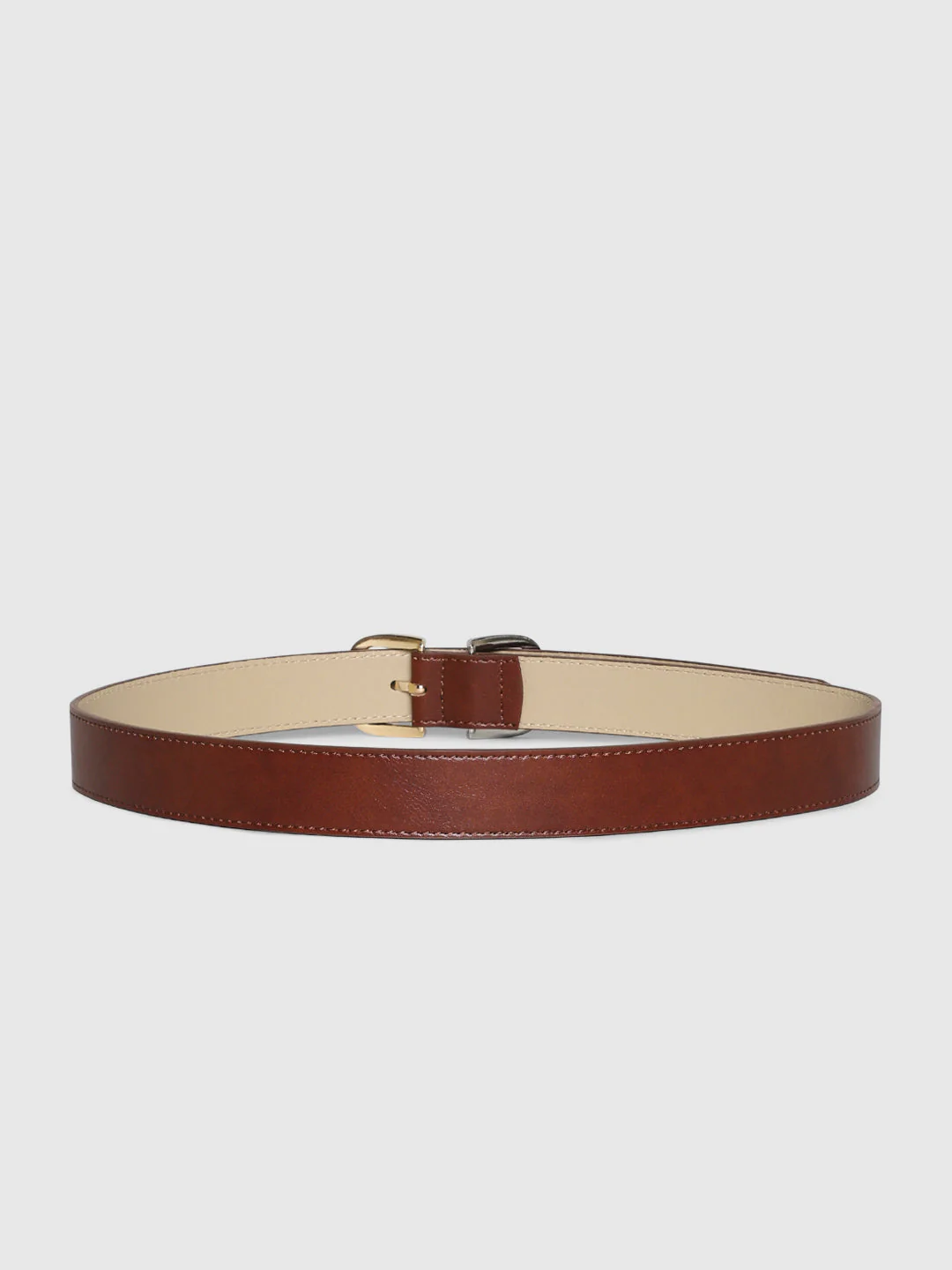 Brown Double Buckle Narrow Belt - Image 3