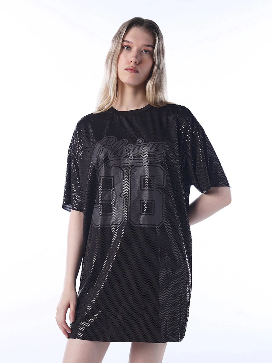 Rhinestone Detail T-Shirt Dress - Image 3