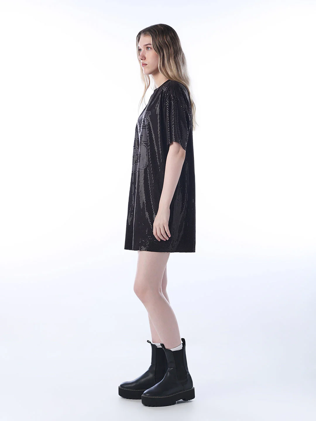 Rhinestone Detail T-Shirt Dress - Image 5