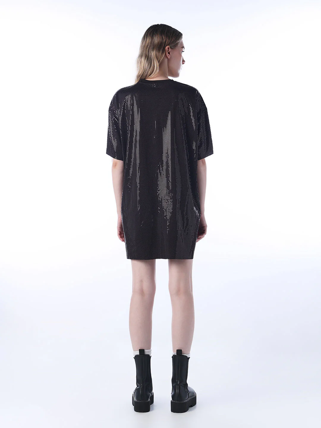 Rhinestone Detail T-Shirt Dress - Image 6
