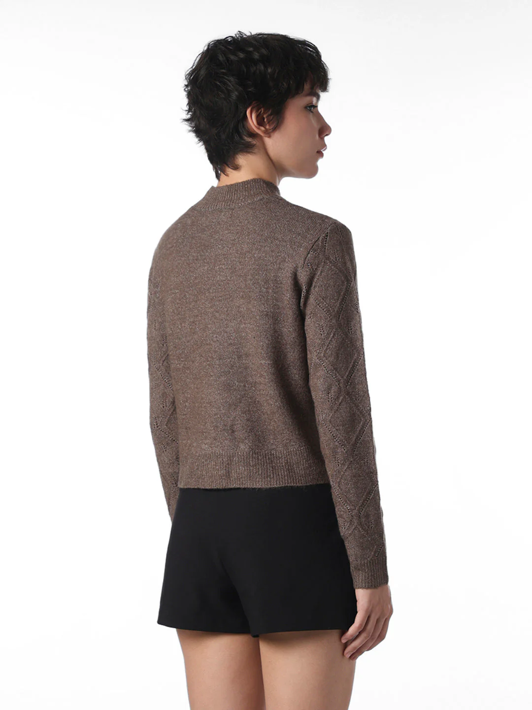 Dark Brown Pearl Embellished Pullover - Image 7
