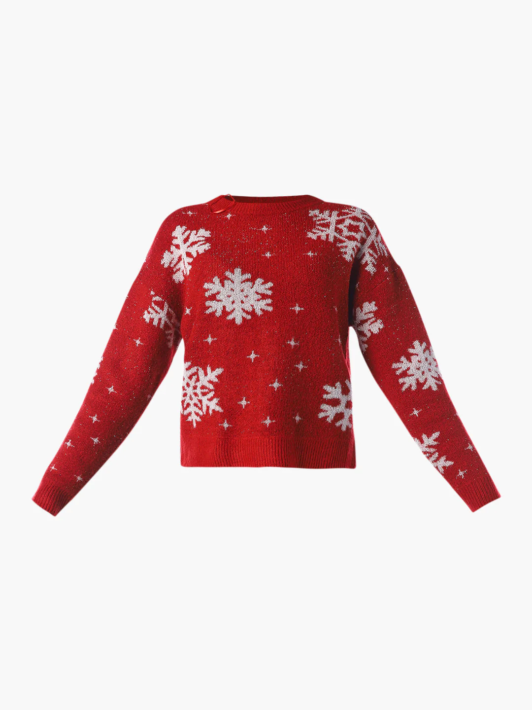 Red Snowflake Printed Pullover - Image 7