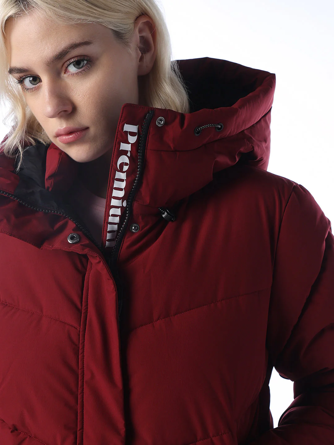 High Neck Hooded Puffer Jacket - Image 4