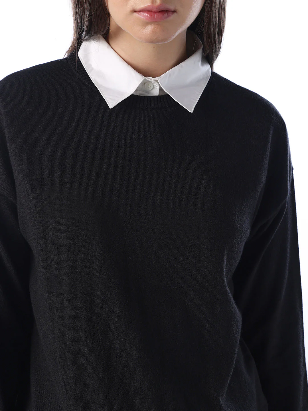 Mock Shirt Embellished Pullover - Black - Image 4