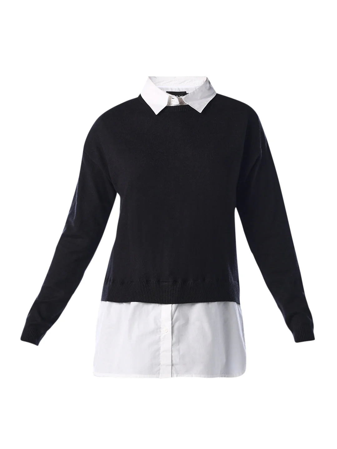 Mock Shirt Embellished Pullover - Black - Image 7