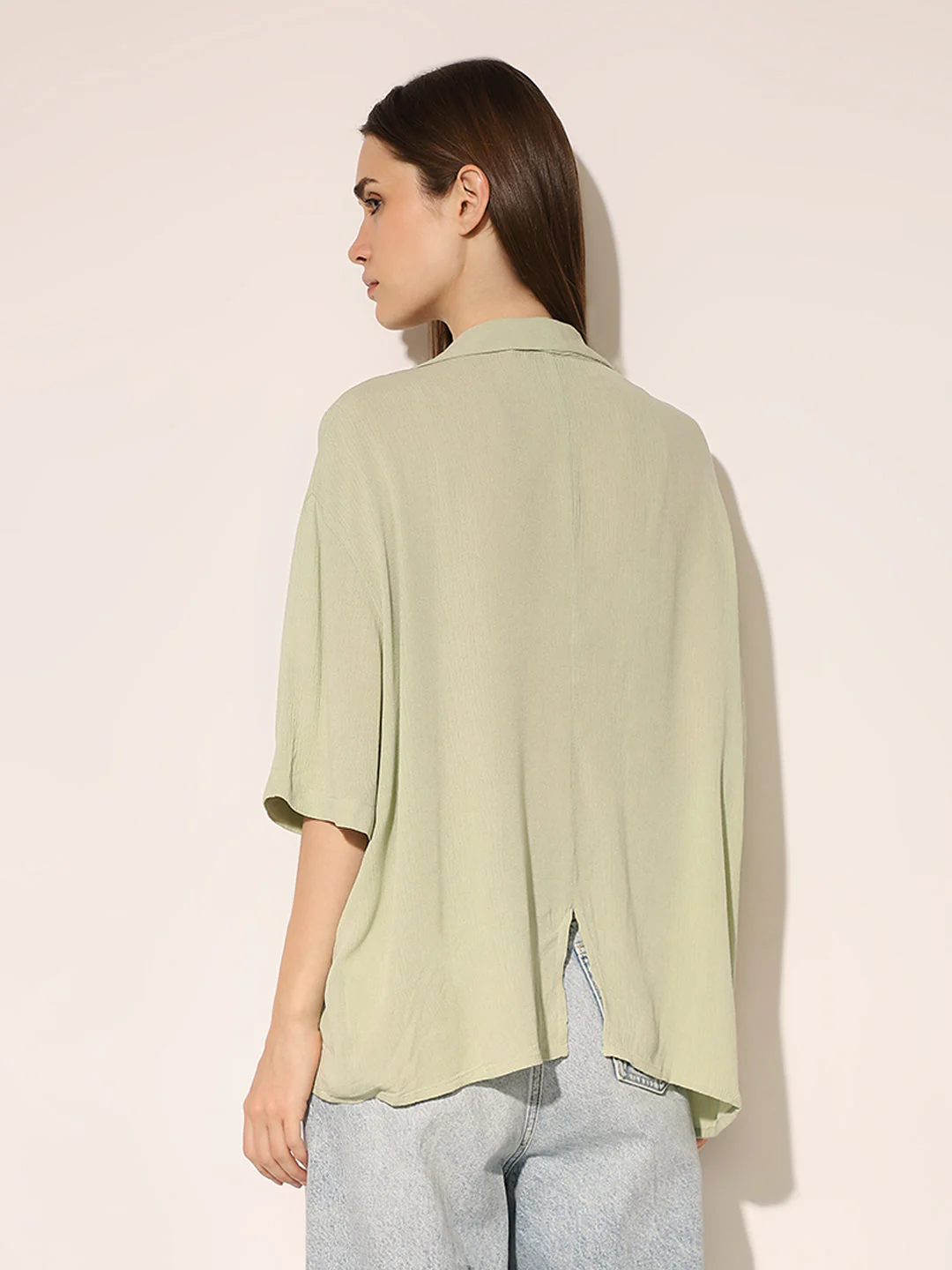 Green Textured Oversized Shirt - Image 6
