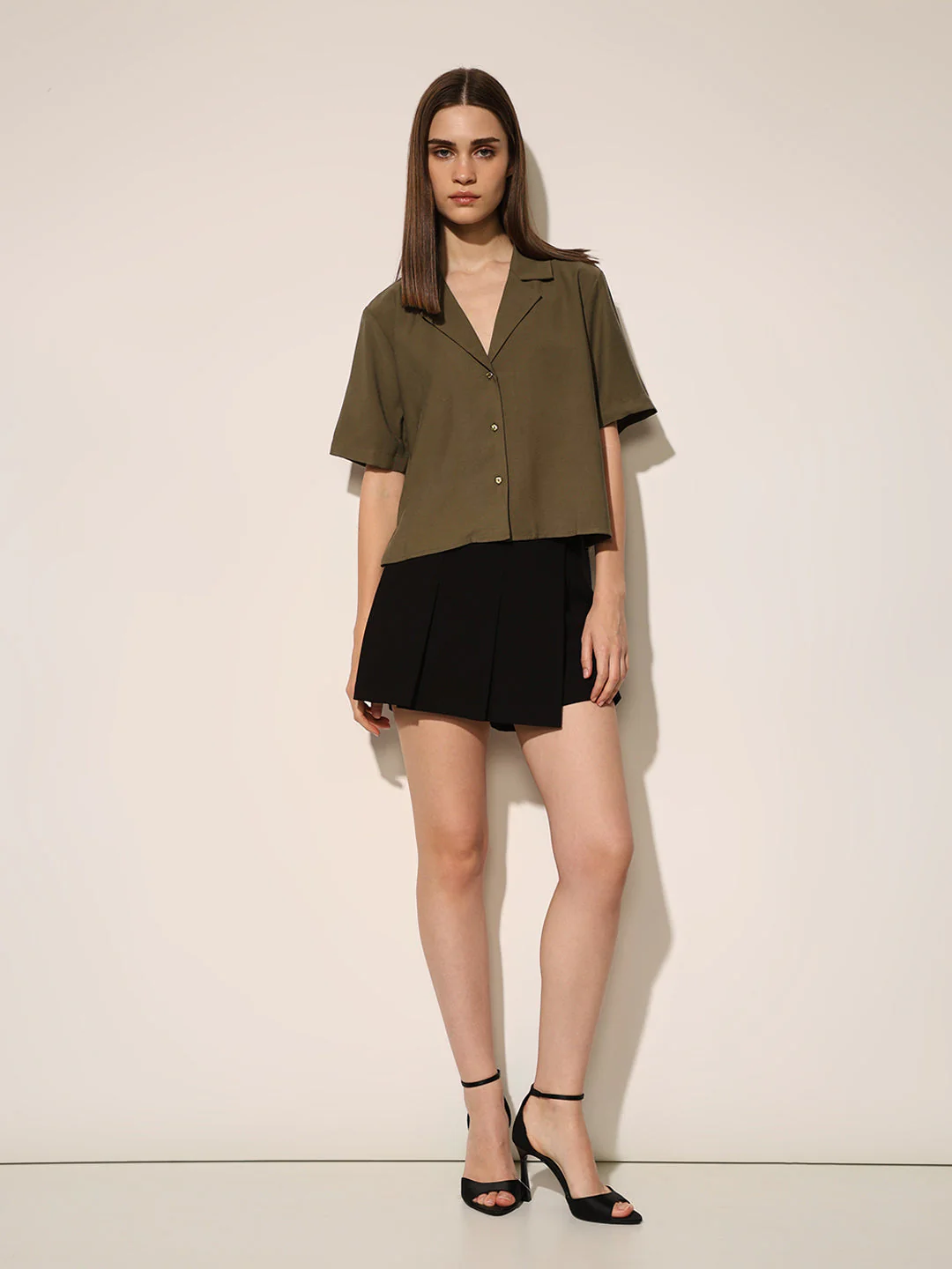 Olive Lapel Collar Shirt - Image 2
