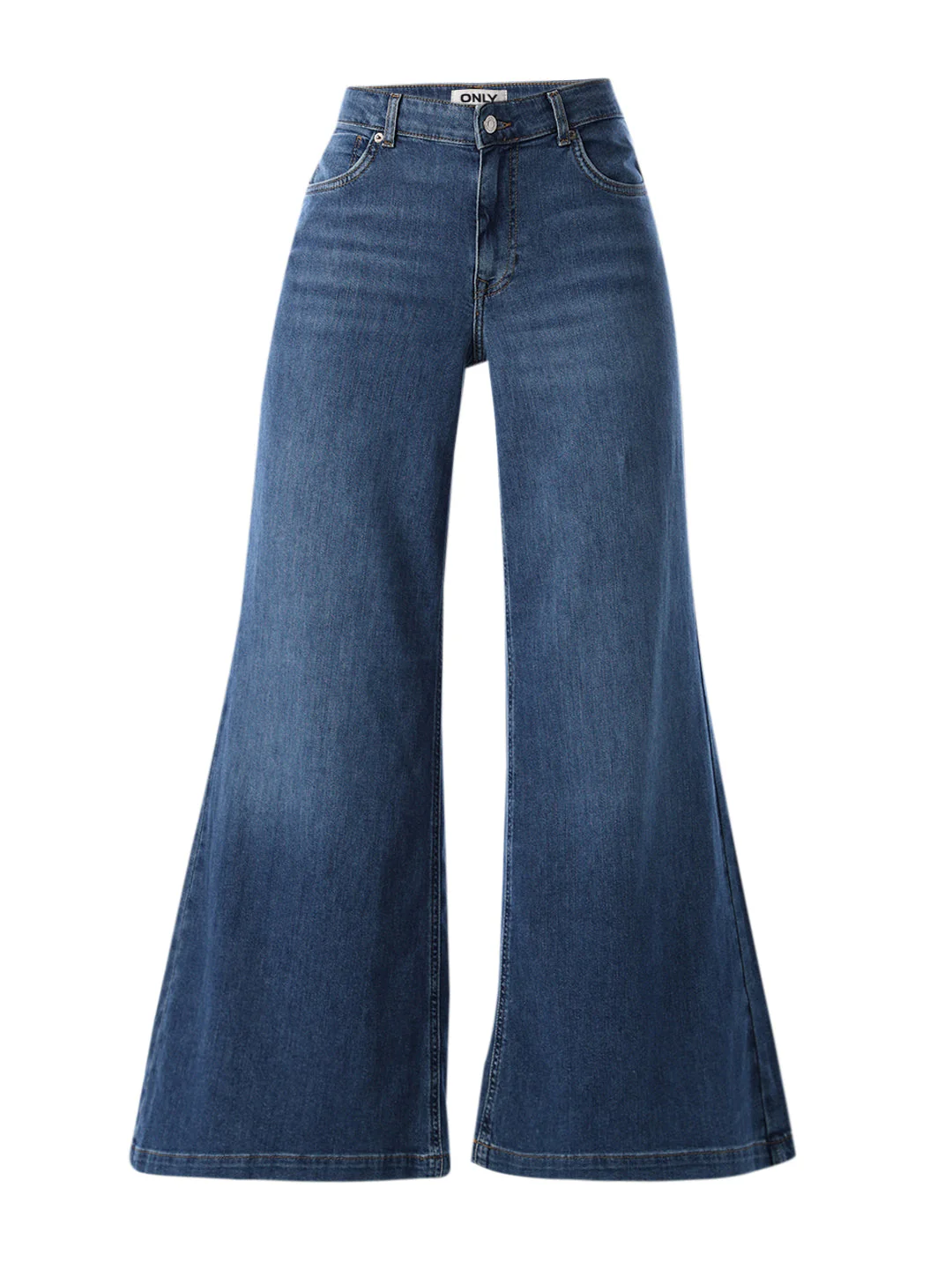 Flared High Rise Jeans - Medium Blue - Image 6