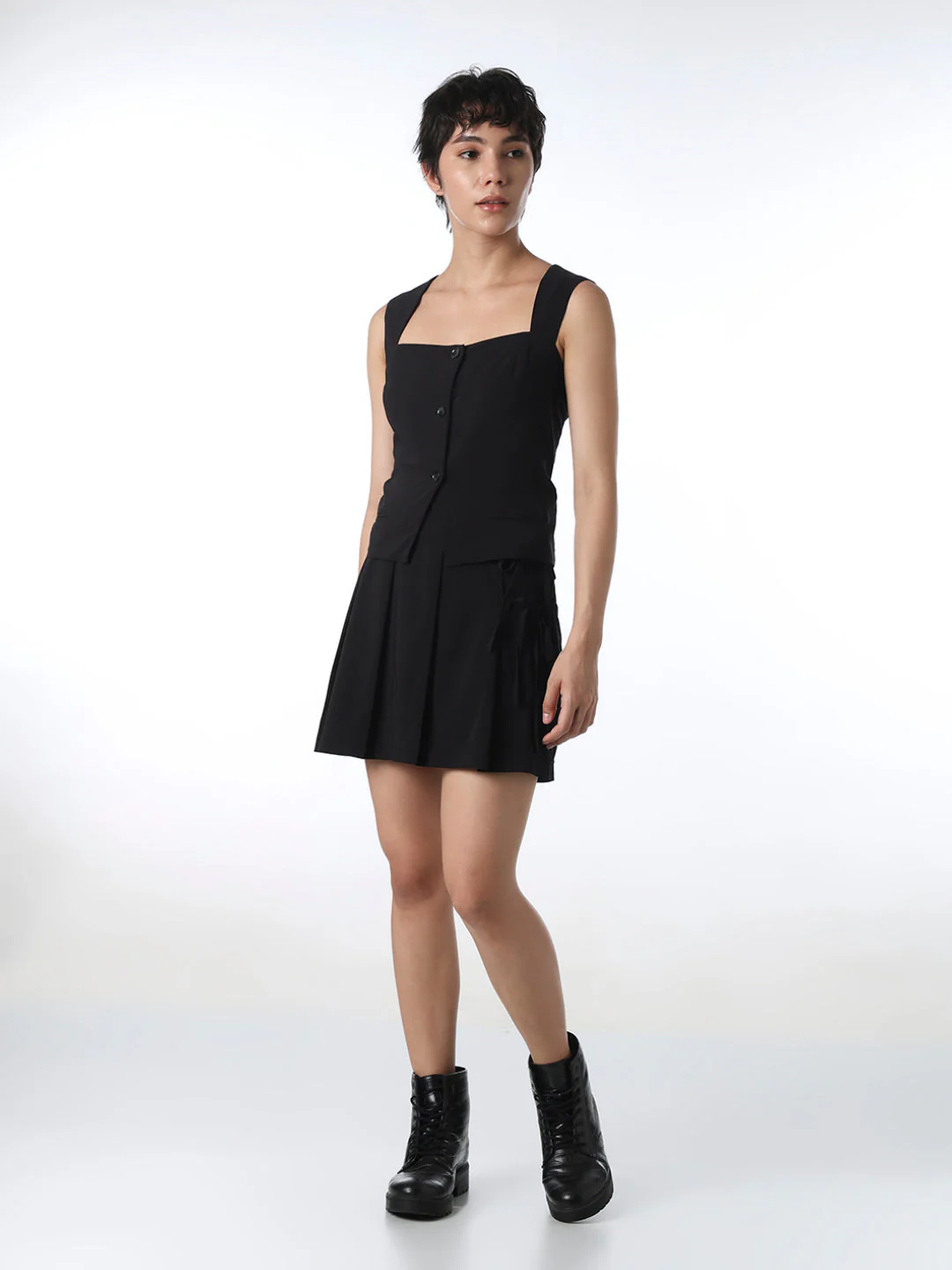 Black Short Waistcoat Top - Image 2