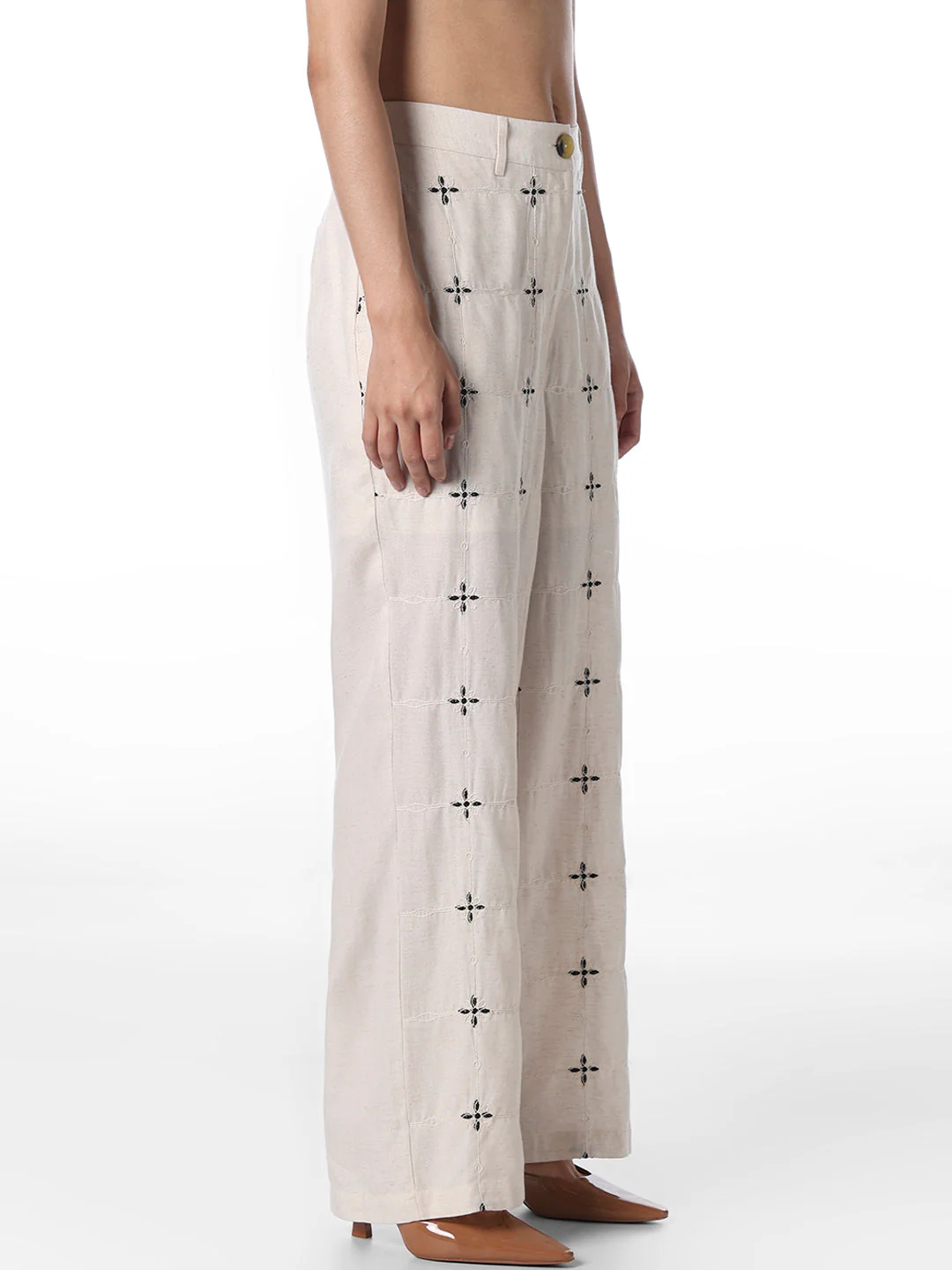 White Embroidered Pants - Image 4