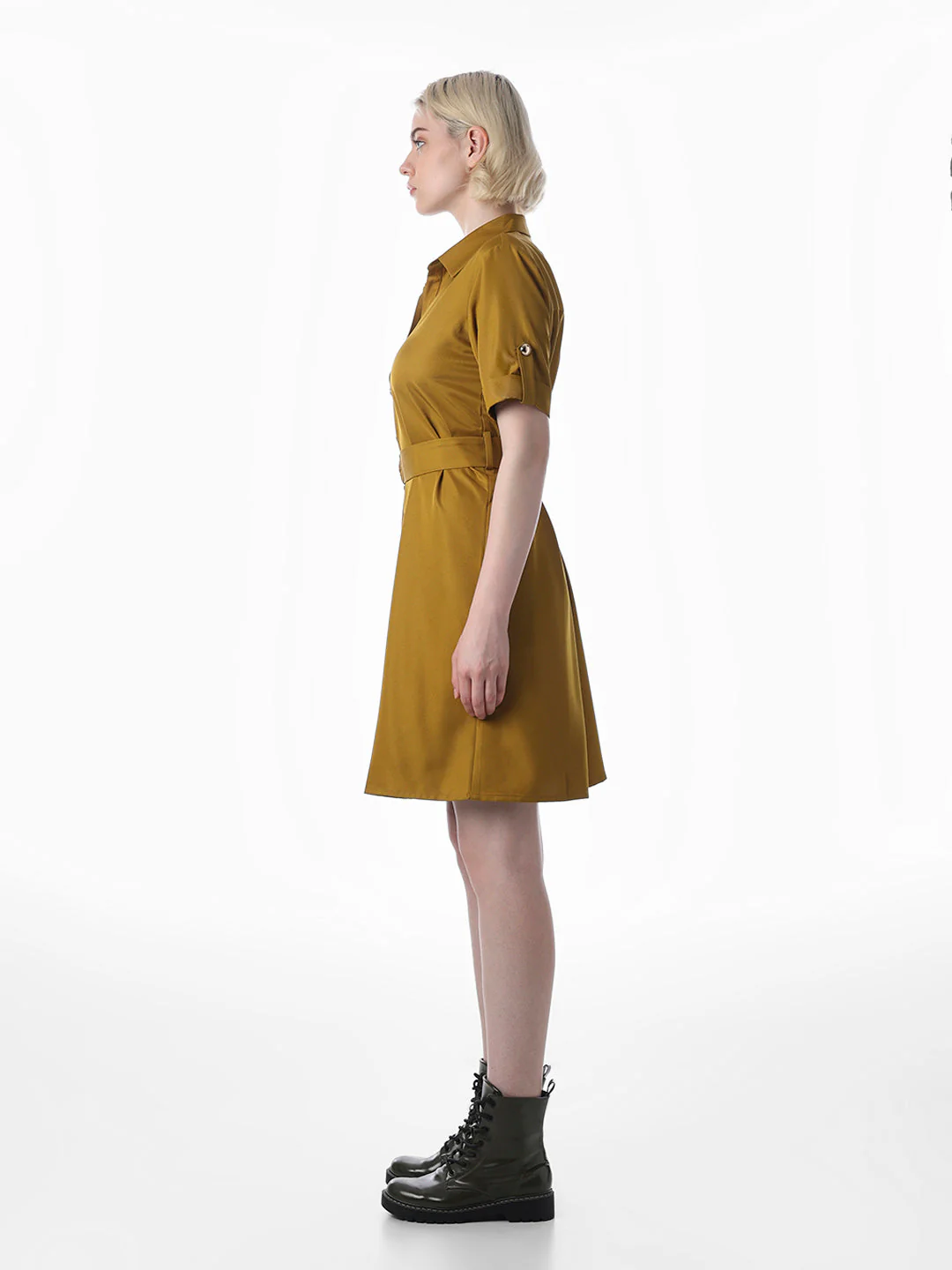 Mustard Belted Shirt Dress - Image 5