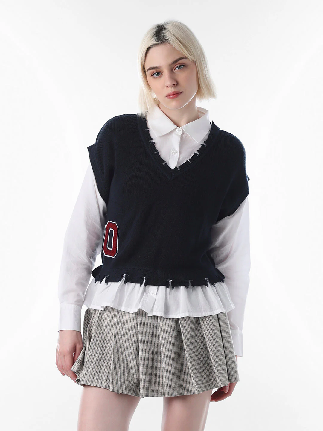 White Distressed Layered Shirt - Image 4