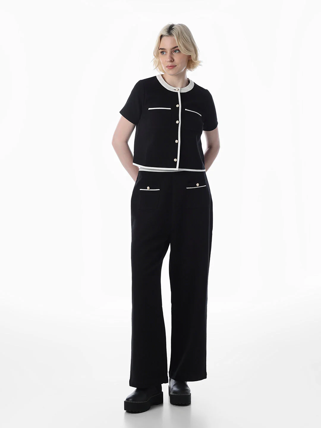 Black Tweed Cotton Top - Image 2
