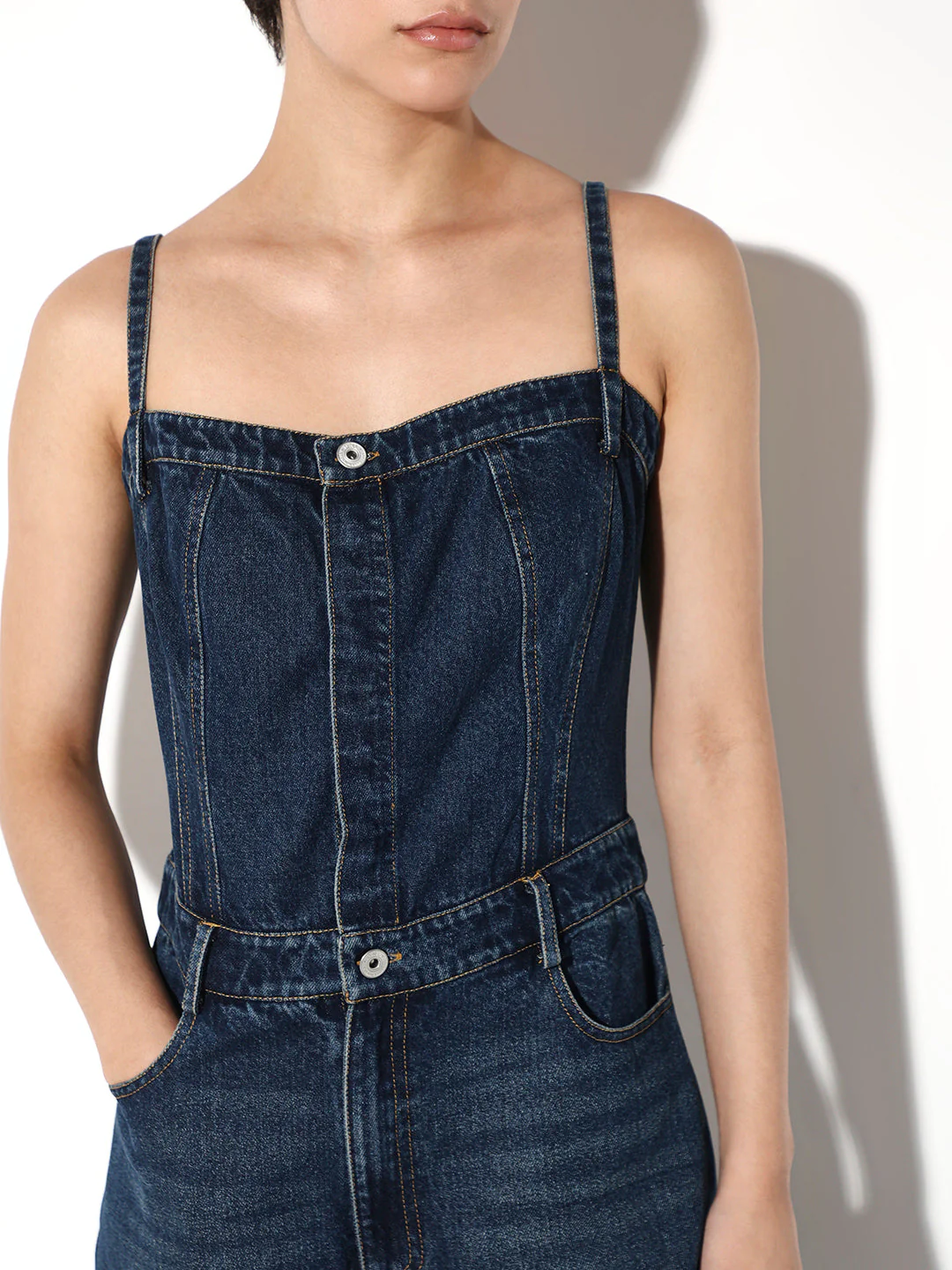 Corset Denim Jumpsuit - Image 3