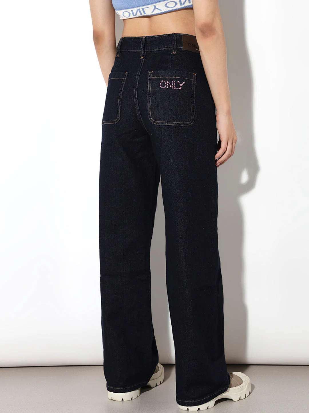 Dark Blue High Rise Wide Leg Jeans - Image 6