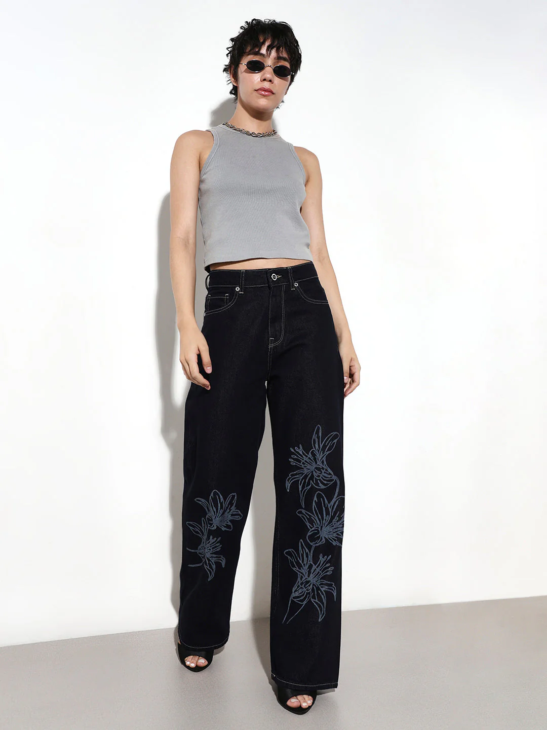 Dark Blue High Rise Straight Fit Jeans