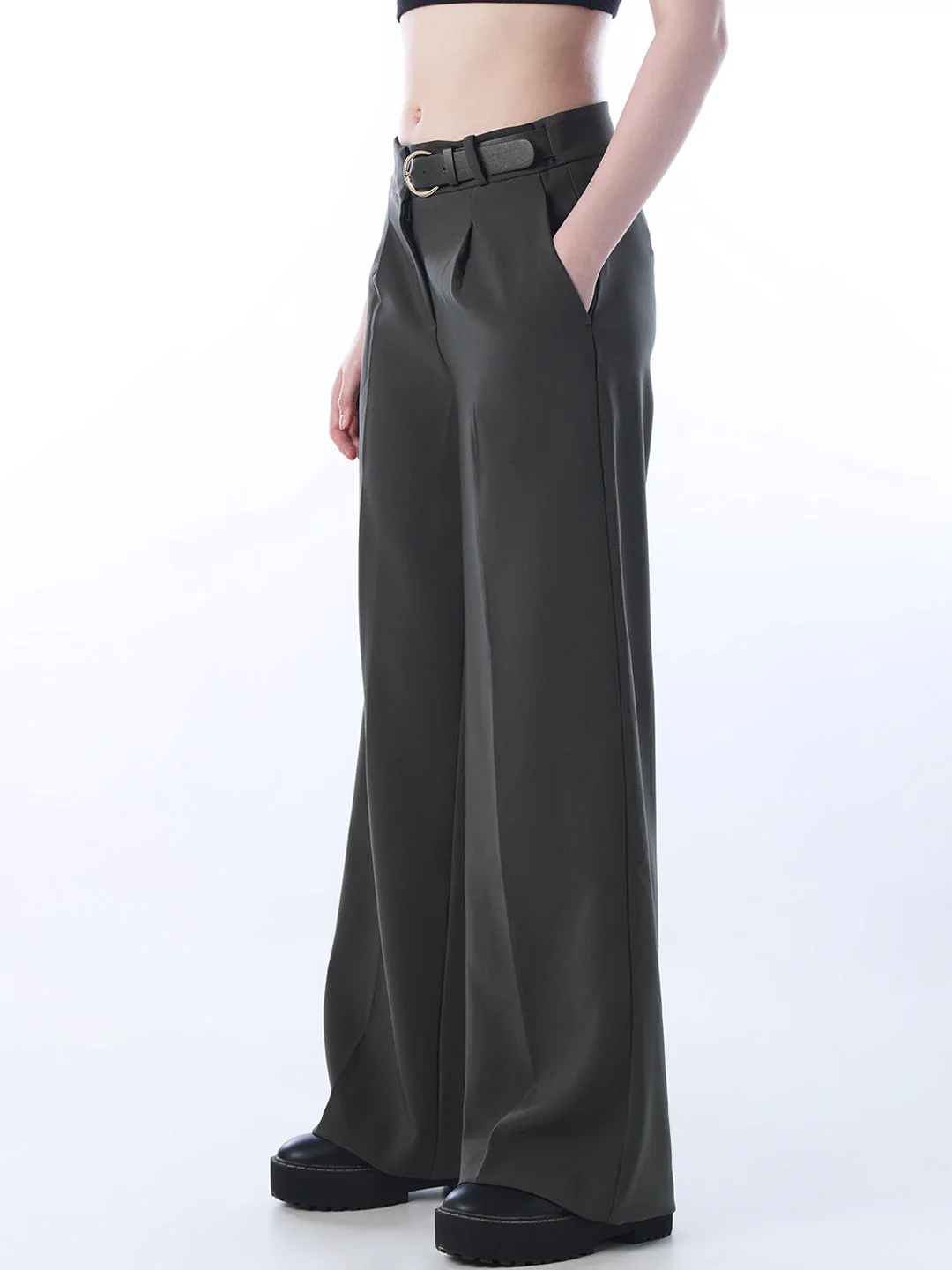 Belt Detail Flared Pants - Image 4