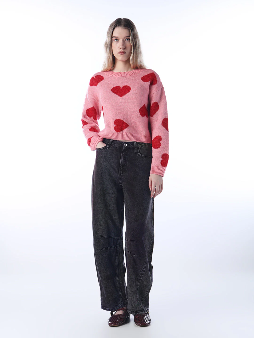 Heart Shaped Pullover - Pink - Image 2