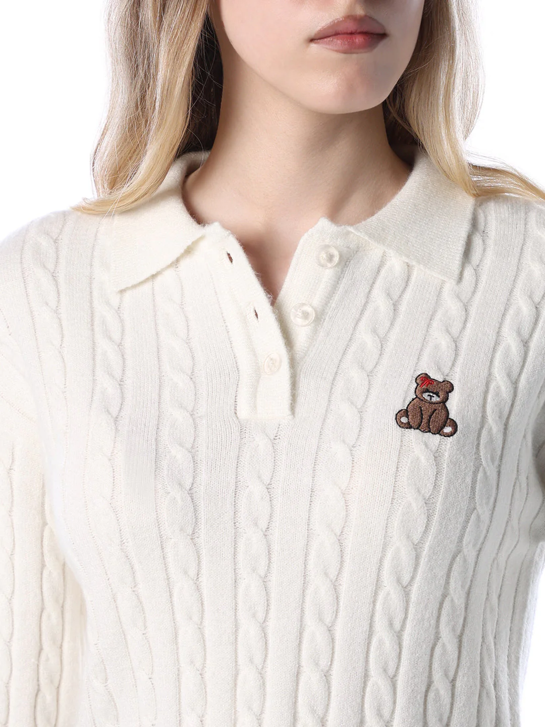 Soft Cable Knit Polo - Image 4
